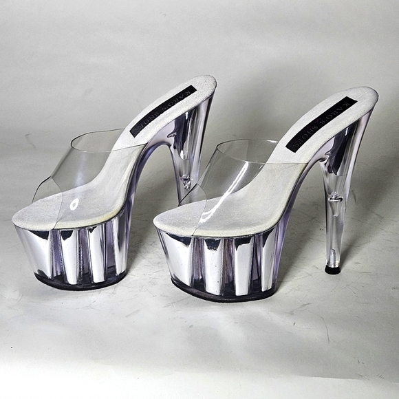 Karo's Shoes 6.5 inch heels. With chrome mirrors in platforms. Size 6 - Picture 2 of 8